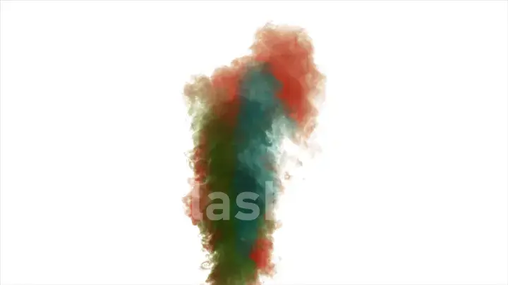 Colorful thick smoke on a white background isolated