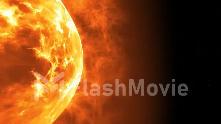 Sun surface with solar flares. Abstract scientific background. 3d illustration