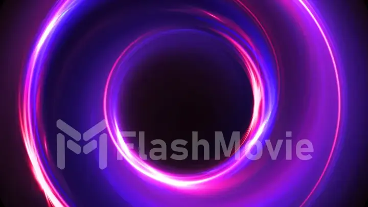 Abstract 3d illustration neon background. luminous swirling. Glowing spiral cover. Black elegant. Halo around. Power isolated. Sparks particle.Space tunnel. LED color ellipse. Glint glitter