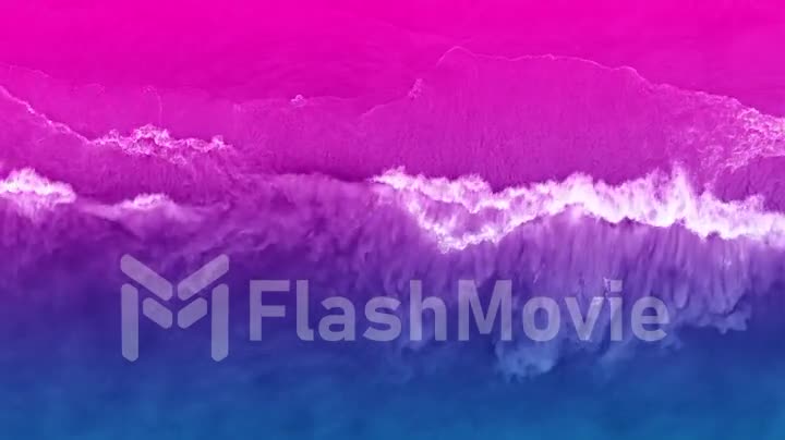 Bright colorful top view of the beach in ultraviolet neon color