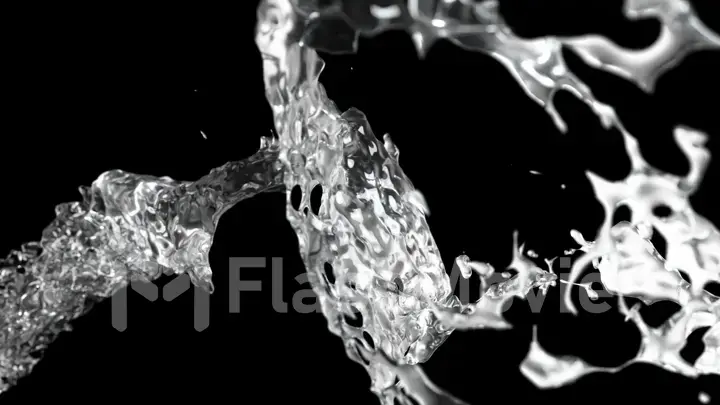 Spectacular splash of water in slow motion on black isolated background 3d illustration