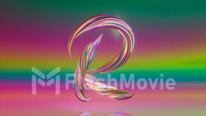 Collection Winding Alphabet. Unique twisted letters. Rainbow. Letter R. 3d Illustration