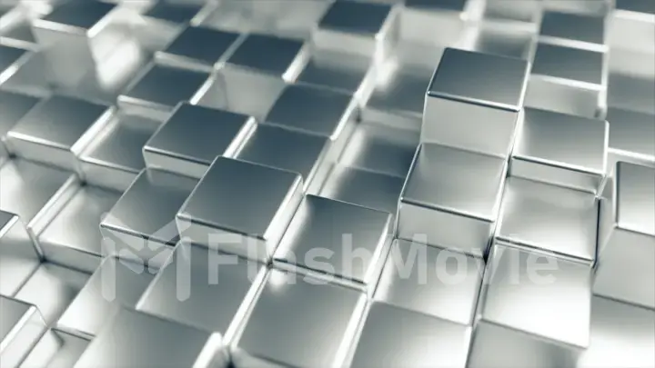 Abstract background of metal randomly moving cubes. 3d illustration