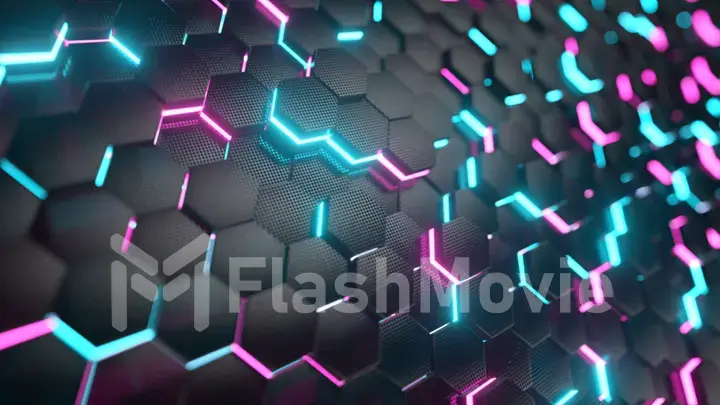 Abstract trendy sci-fi technology background with hexagonal pattern. Futuristic surface concept with hexagons. 3d illustration