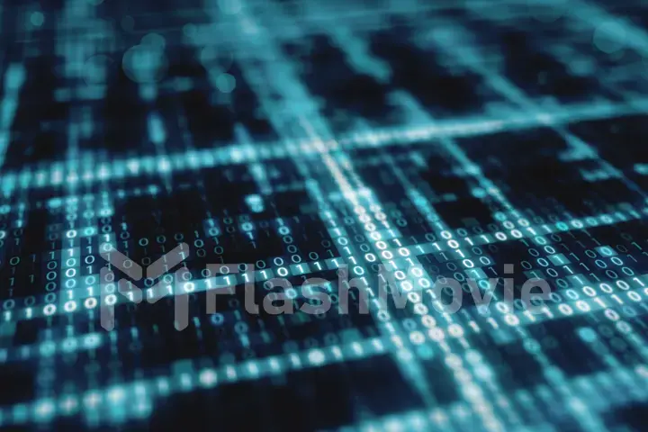 Abstract blue futuristic background of information technology binary digital data code 3d illustration