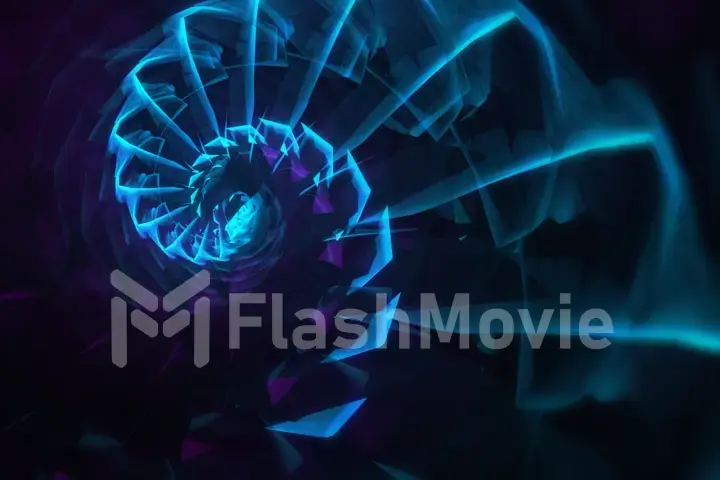 Blue abstract hypnotic background. Twisting spiral 3d illustration