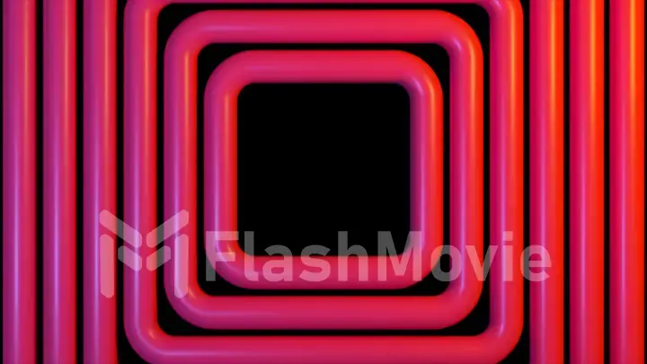 Abstract concept. Pink background of squares shapes on isolated black background. Red color. 3d illustration