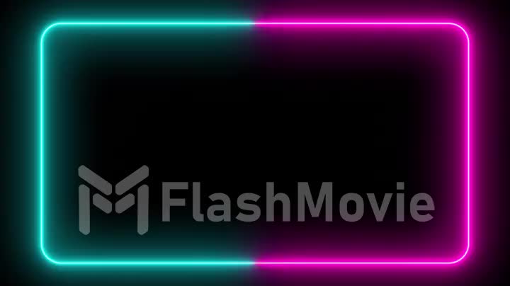 Flickering neon frame on an isolated black background