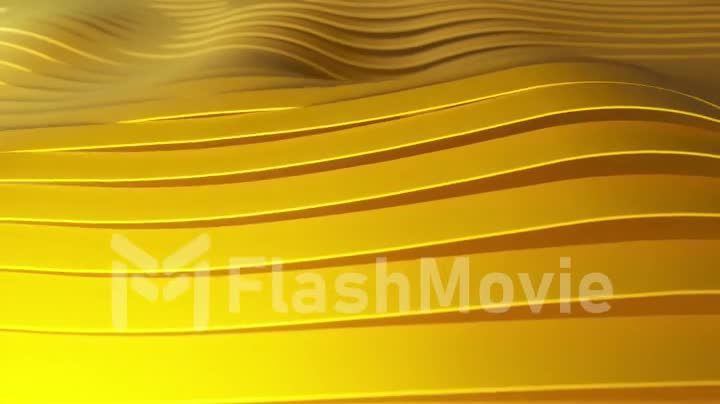 Background of rows of multicolored pop-up yellow stripes. Colorful wave gradient animation. Future geometric patterns motion background. Seamless loopink 3d animation