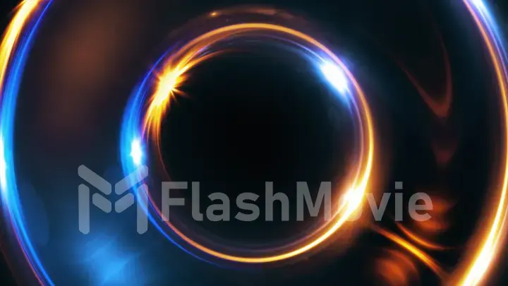 Abstract 3d illustration neon background. luminous swirling. Glowing spiral cover. Black elegant. Halo around. Power isolated. Sparks particle.Space tunnel. LED color ellipse. Glint glitter