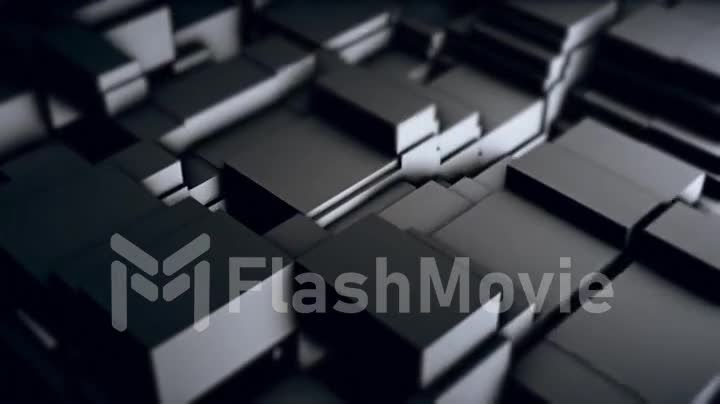 Abstract background of moving metal blocks