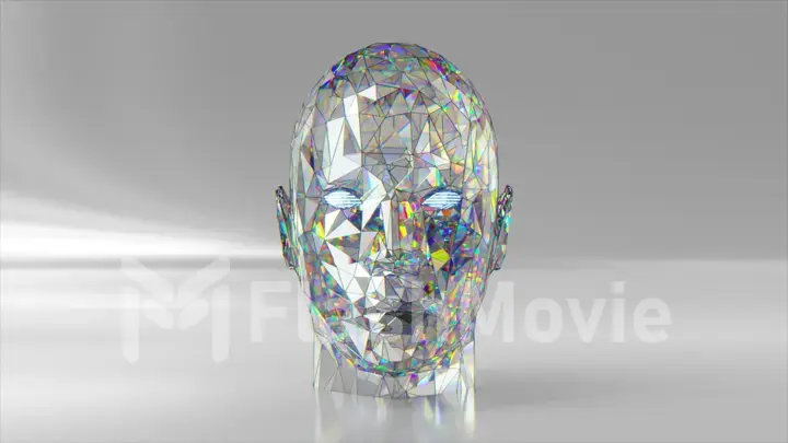 The concept of self-improvement. Diamond human face. Head. Gemstone. 3D illustration