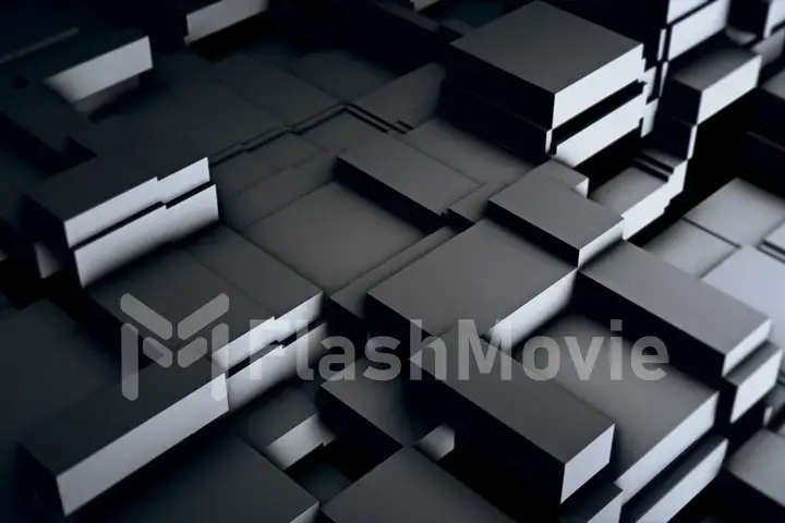 Abstract background of moving metal blocks 3d illustration