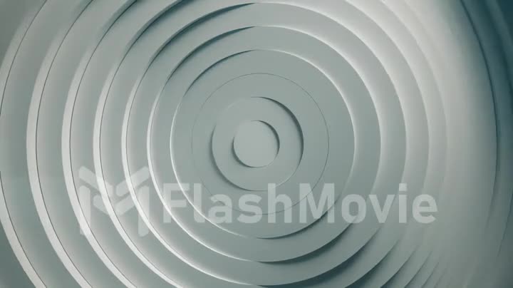 Abstract pattern of circles with the effect of displacement. White clean rings animation. Abstract background for business presentation. Seamless loop 4k 3d render