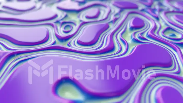 Moving random wavy texture. Psychedelic animated background. Transform abstract curved shapes. 3d illustration