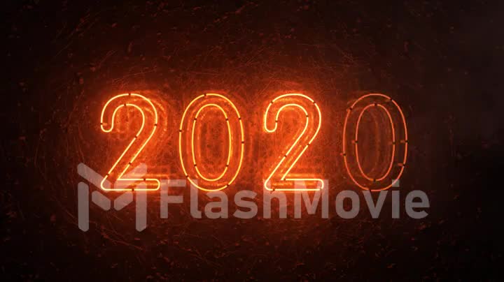 2020 fire orange neon sign background