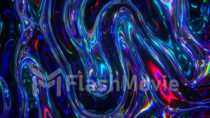Colorful abstract animated background. The movement of a transparent multi-colored glass surface. Active movement of the liquid effect. Conceptual art. Rainbow gradient. 3d illustration