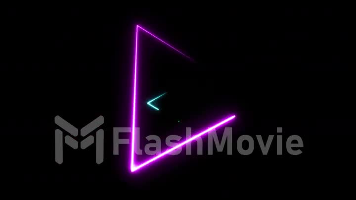 Seamless loop abstract background with neon triangles
