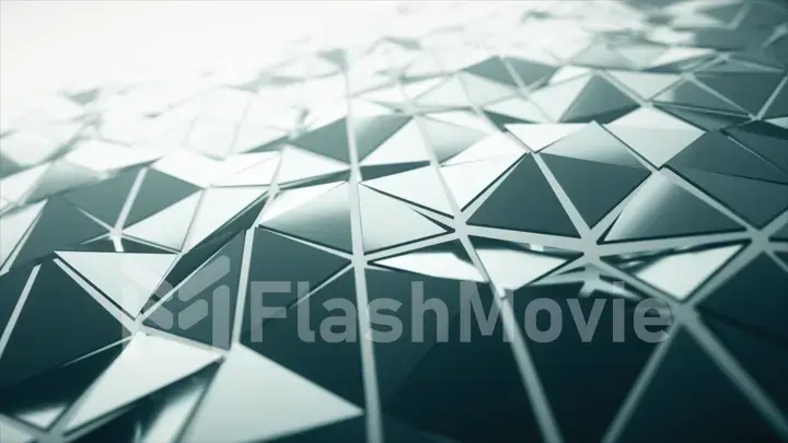 Abstract modern technology background of waving smooth polygonal surface from glass, chrome or plastic with fog. Beautiful technological backdrop. 3d illustration