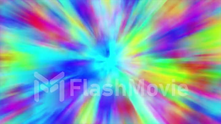 Color neon gradient. Tie Dye Watercolor Background. Moving abstract blurred background. The colors vary with position. Multicolored spectrum. 3d animation of seamless loop