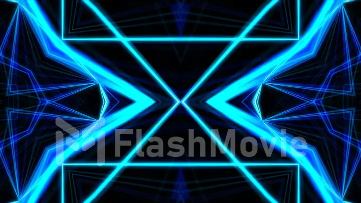 VJ Fractal blue kaleidoscopic background. Background motion with fractal design. Disco spectrum lights concert spot bulb. 3d illustration
