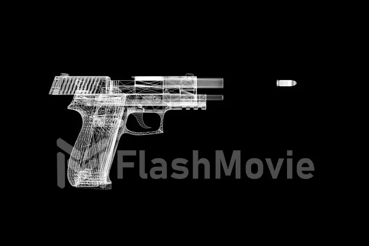 Pistol Gun 3d Illustration on the black background.