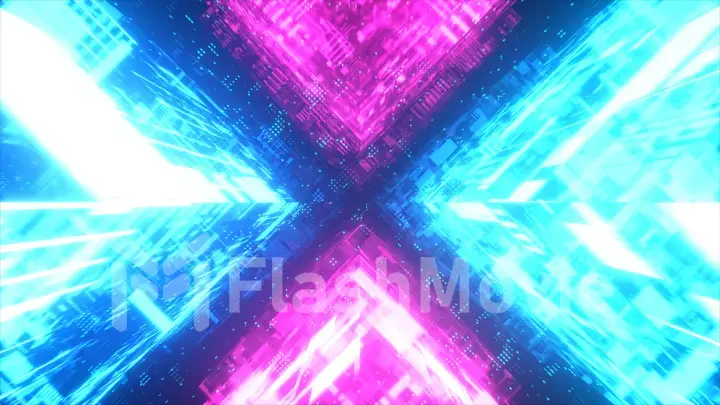 Flying in technological cyber space. Sci-fi spaceship tunnel. Futuristic technology abstract seamless VJ for tech titles and background. Motion graphic for internet, speed. 3D illustration