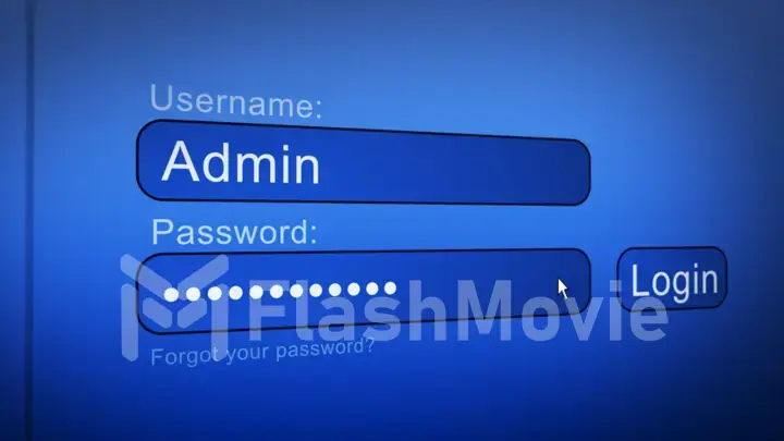 Login and password on computer blue screen