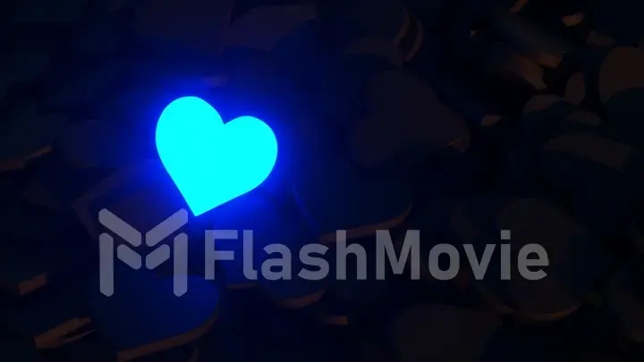 Neon heart on a black background. 3d illustration