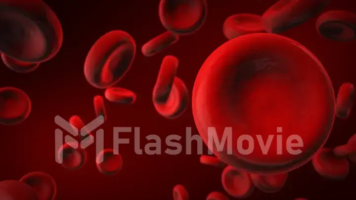 View under a microscope, blood-red blood cells in a living body, 3d illustration.