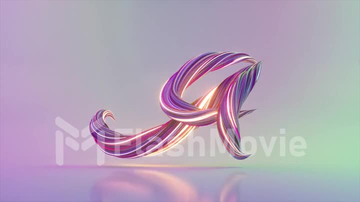 Collection Living Alphabet. Unique twisted letters. Violet pink neon. Letter A. 3d animation of seamless loop.