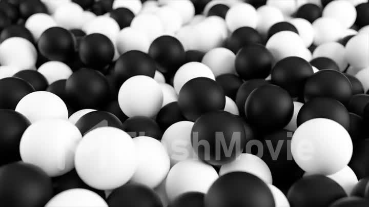 Black white background animation from a pile of abstract spheres