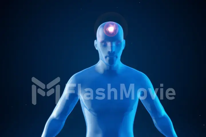 Model of a man with impulses of a headache, medical concept
