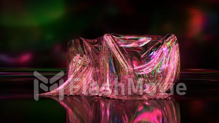 The capsules under the shiny fabric. Abstract background. Pink green color. 3d illustration