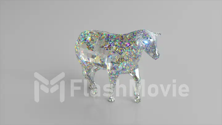 Diamond sheep. The concept of nature and animals. Low poly. White color. 3d illustration