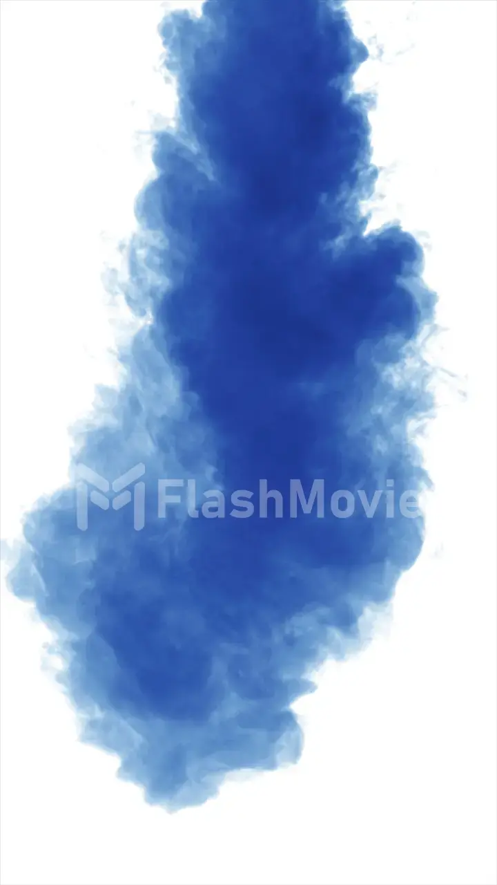 Blue dense smoke on a white background isolated