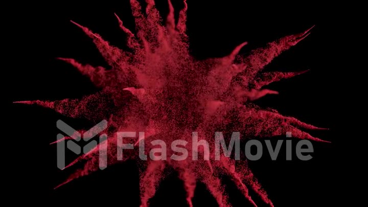 Explosion of beautiful red balls in super slow motion on an isolated black background. 3d render