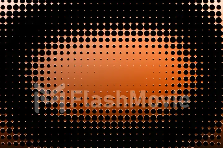 Orange abstract halftone in the form of a circle with copy space