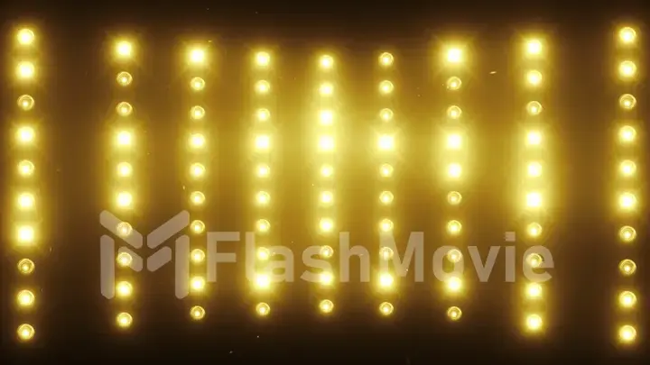 A wall of light projectors, a flash of light 3d illustration