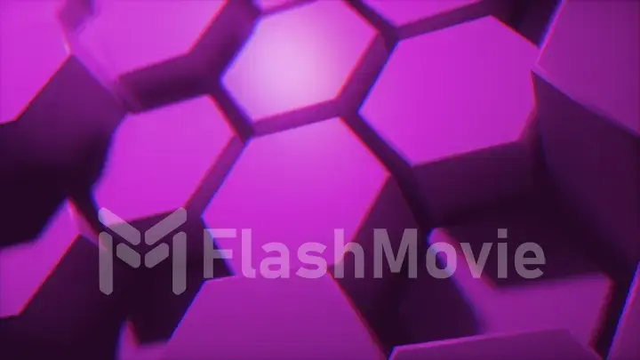 Abstract background made of moving plastic hexagons. 3d illustration