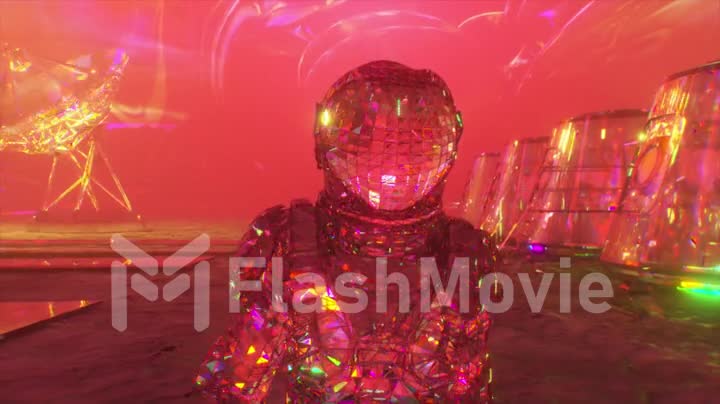 Blue violet neon circle abstract futuristic high tech motion background. Seamless looping 3d animation