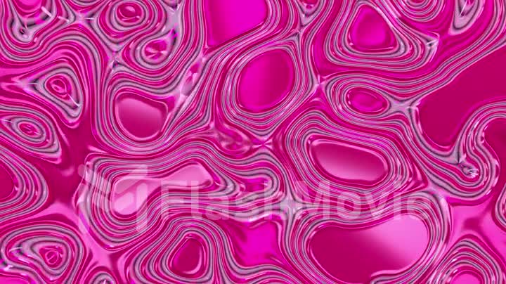 Pink abstract liquid reflective wave surface. Waves and ripples of ultraviolet lines. Seamless loop 3d render