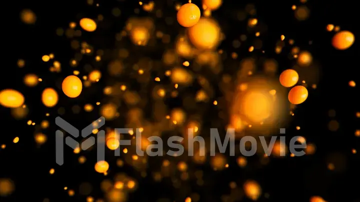 Explosion of orange juice in slow motion on isolated black background 3d illustration