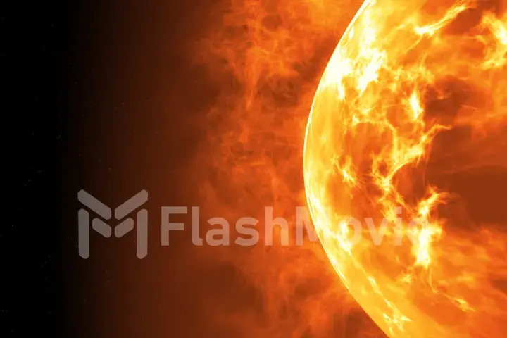 Sun surface with solar flares. Abstract scientific background. 3d illustration