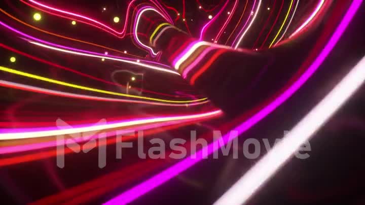 3d render, abstract topographic animation background, fluorescent ultraviolet light, glowing neon lines, move inside, red spectrum, modern colorful illumination