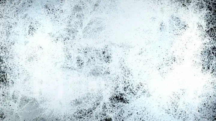 Beautiful freezing animation. Patterns of ice and frost spread to the screen on an isolated black background. 3d illustration