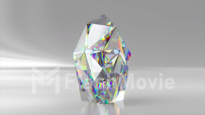 The concept of self-improvement. A piece of diamond transforms into a human face. Metamorphosis. 3d animation