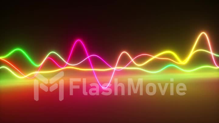 Colorful bright neon glowing graphic equalizer