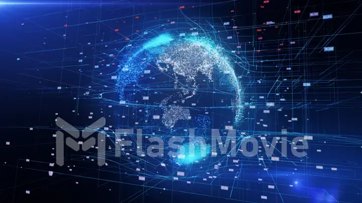 3d illustration of detailed virtual planet Earth. Technological digital globe world