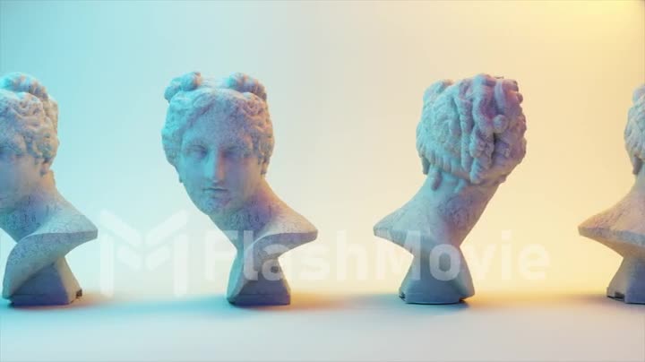 Ancient Roman white marble rotating statue of Venus on a light background. 3d animation of a seamless loop.